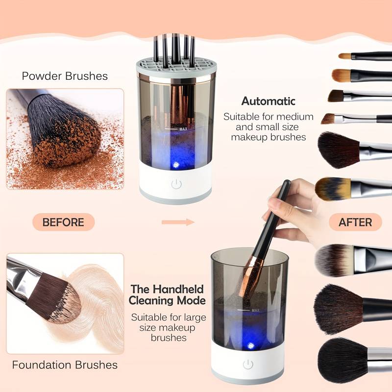 Machine de nettoyage de pinceaux maquillage électrique portable 3en1 - منظف ومجفف فرش المكياج الأوتوماتيكي