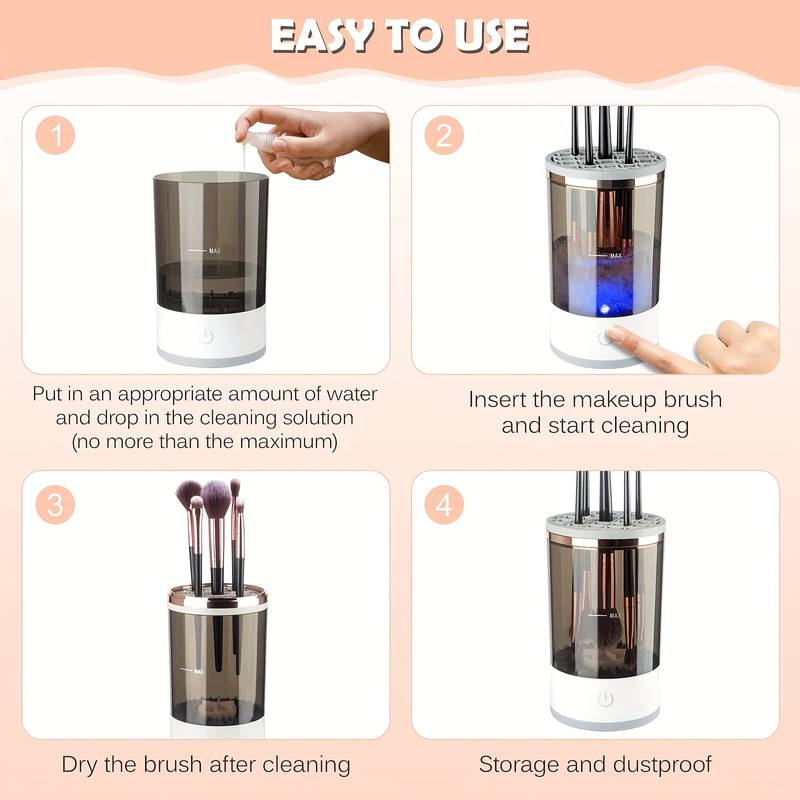 Machine de nettoyage de pinceaux maquillage électrique portable 3en1 - منظف ومجفف فرش المكياج الأوتوماتيكي